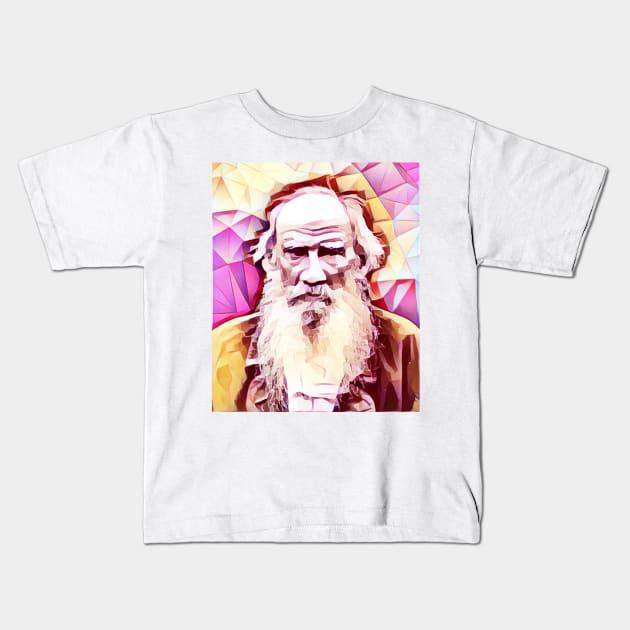 Leo Tolstoy Pink Portrait | Leo Tolstoy Artwork 13 Kids T-Shirt by JustLit